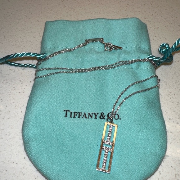 Tiffany & Co Open Vertical Diamond Bar Pendant - Picture 5 of 6